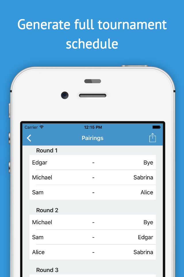 The schedule of the round-robin tournament with four players